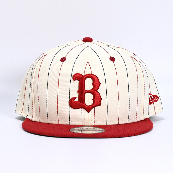 Buffaloes×NEW ERAキャップ 9FIFTYピンストライプ/Bロゴ クローム×レッド